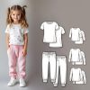 Adelaide Pajama Set PDF Sewing Pattern, including sizes 12 months – 14 years, Girls Pajama Top, Shorts, Pants & Nightgown Pattern