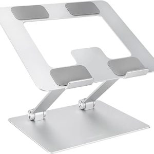 Basics Ergonomic and Foldable Laptop Stand for Desk, Adjustable Riser, Fits all Laptops and Notebooks up to 17.3 Inch, 10 x 8.7 x 6 in, Silver