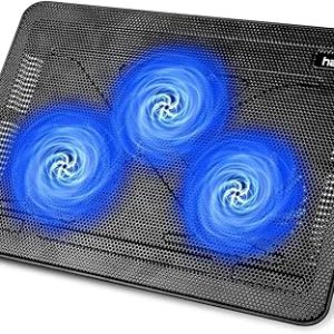 Laptop Cooler Cooling Pad – Slim Portable USB Powered (3 Fans), Black/Blue