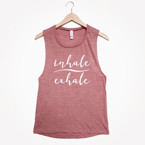 Inhale Exhale – Women’s Tank Top – Muscle Tank Top – Yoga Tank Top – Workout Tank Top – Fitness Tank Top – Gym Tank Top – Barre Shirt