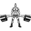 Bodybuilding Man Muscle Flex Flexing Barbell Bar Fitness Gym Workout Train Trainer Health Weight Fit Body Strong Logo SVG PNG Vector Clipart