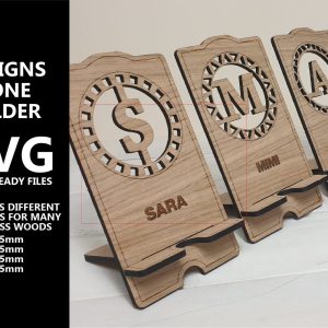 Cell Phone Holders stand Laser File – 3 DESIGNS ALL LETTERS glowforge svg lightburn design laser cutting