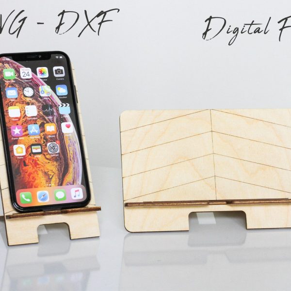 Phone Holder Laser Cut File l Glowforge Phone Stand l Cell Phone Stand DXF SVG l Glowforge Stand File l Phone Stand laser cut file