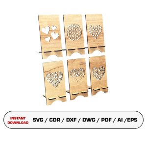 Phone Stand SVG Laser Cut File, Laser Cut Phone Holder, SVG Files For Wood Laser Cutting   Glowforge cut files, Dxf files for laser