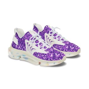 Purple Glitter Women’s Mesh Sneakers, comfortable sneakers, memory foam sneakers, lightweight sneakers, breathable sneakers, walking shoes