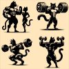 Bodybuilder Sketch Clipart, Muscular Man PNG, Black and White Fitness Drawing Set, Transparent Background, Instant Download Commercial Use