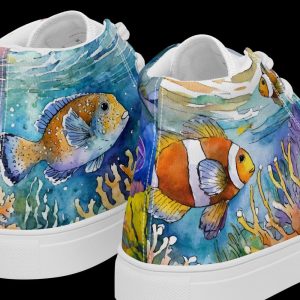 Women’s Ocean Watercolor High Tops | Women’s canvas shoes