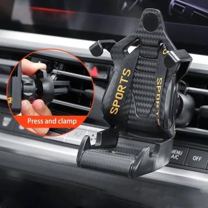 Racing Seat-Shaped Car Phone Holder – 360 Rotatable Air Vent Clip for Car Interior – Universal Mobile Phone Mount