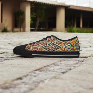 Textile Art Sneakers, Latin American, Colombia, Andes Mountains Design Patterns, Low Top Tennis Shoes, Women’s Shoes, Gifts for her