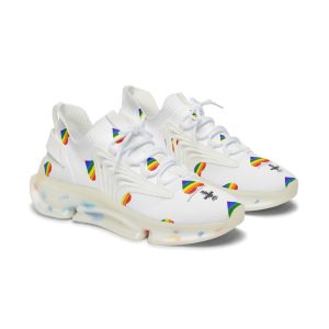 Colorful Pride Women’s Mesh Sneakers – Rainbow Heart Athletic Shoes, Fitness Footwear, Casual Sneakers, LGBTQ+ Style