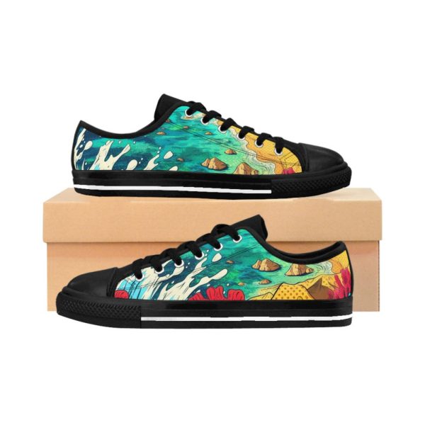 Colorful Casual Women’s Sneakers – Beach Beauty AI Design Asymmetric Shoes for Women, Summer Sneakers, Trendy Women Shoes, Fun Sneakers,