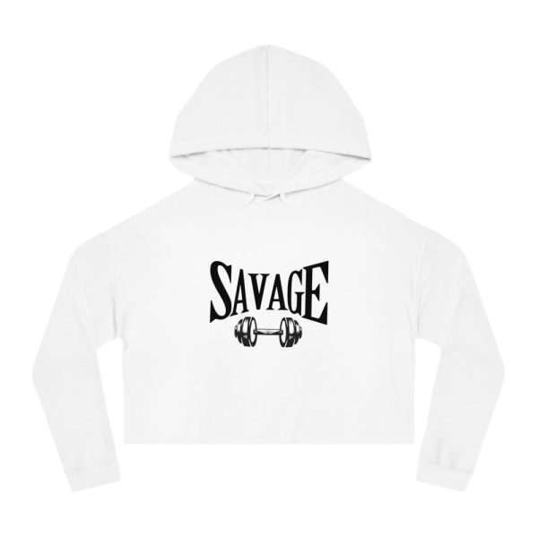 Savage Women’s Cropped Hooded Sweatshirt, Fitness Apparel, Workout Top, Casual Wear, Gift for Gym Lovers