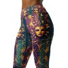 Gold Mardi Gras Leggings Theatrical Yoga Pants High Waist Party Trousers Gym Fitness Athleisure Stretchy Women’s Bold Teal Purple Britches