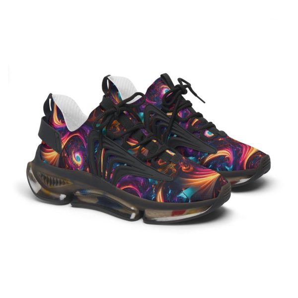 Mystic Vortex Women’s Mesh Sneakers 100% Polyester, Abstract Swirl Athletic Shoes, Cosmic Running Sneakers, Spiritual Streetwear Footwear